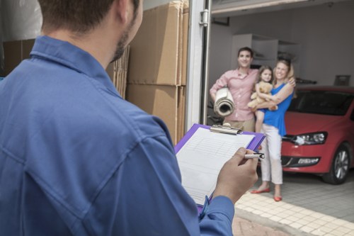 Charity donation items prepared for reuse from storage units