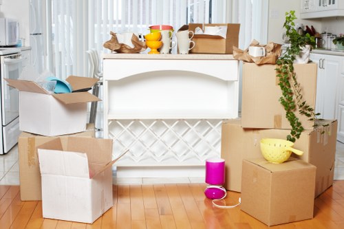 Organized storage unit in Kingston upon Thames with packed boxes