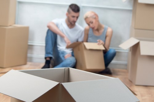 Packing materials and labeled boxes for a move in Kingston upon Thames